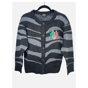 Wicked Sweater Cardigan Ariana By Paul Tazewell Women’s XS Gray/Black Zebra NWT